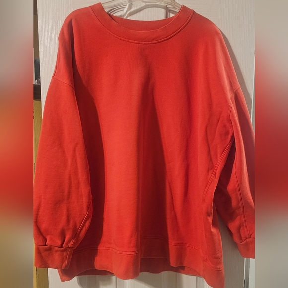 Lululemon Perfectly Oversized Crew in a vibrant red or orange color Size 14 - Picture 6 of 7